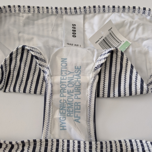 Suboo Cabana Triangle Tie Striped Seersucker 2 pc Bikini Swimsuit 8 NWT - Picture 9 of 9